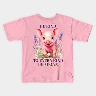 Be Kind Be Vegan Cute Pink Pig Kids T-Shirt